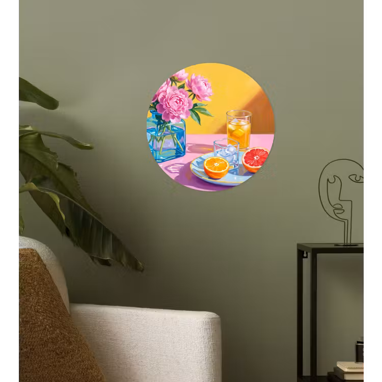 Runde Tapete - Blumen – Rosa – Modern - Bloemen - Roze - Modern Wandcirkel behangsticker klein