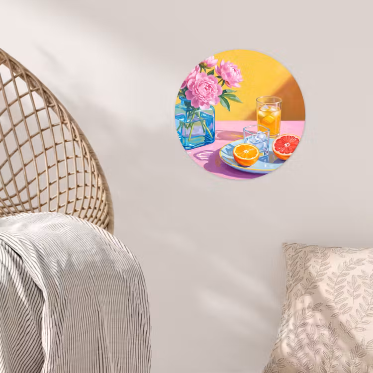 Runde Tapete - Blumen – Rosa – Modern - Bloemen - Roze - Modern Wandcirkel behangsticker klein