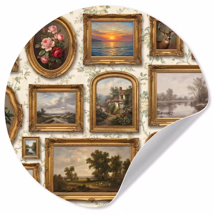 Bloemen - Roze - Stilleven - Klassiek Wandcirkel behangsticker klein -3d
