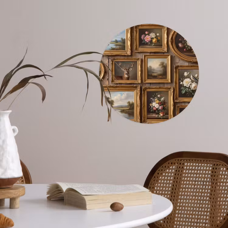 Bloemen - Rozen - Klassiek - Vaas - Kleurrijk Wandcirkel behangsticker klein -sfeer3