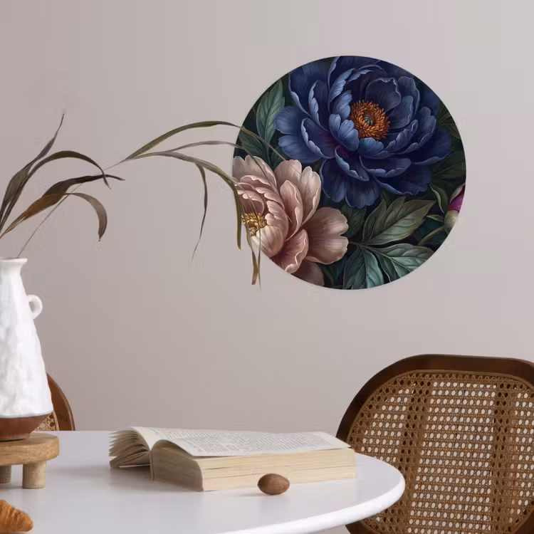Bloemen - Vlinder - Natuur - Modern - Paars Wandcirkel behangsticker klein -sfeer3