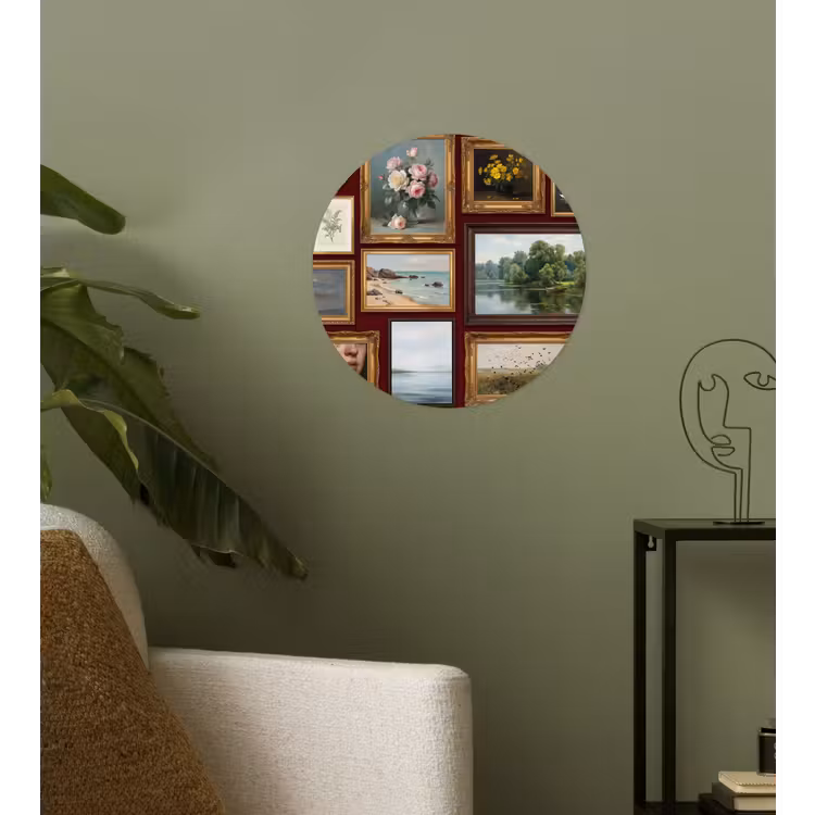 Bloemen - Vaas - Klassiek - Kunst - Rood Wandcirkel behangsticker klein -sfeer2