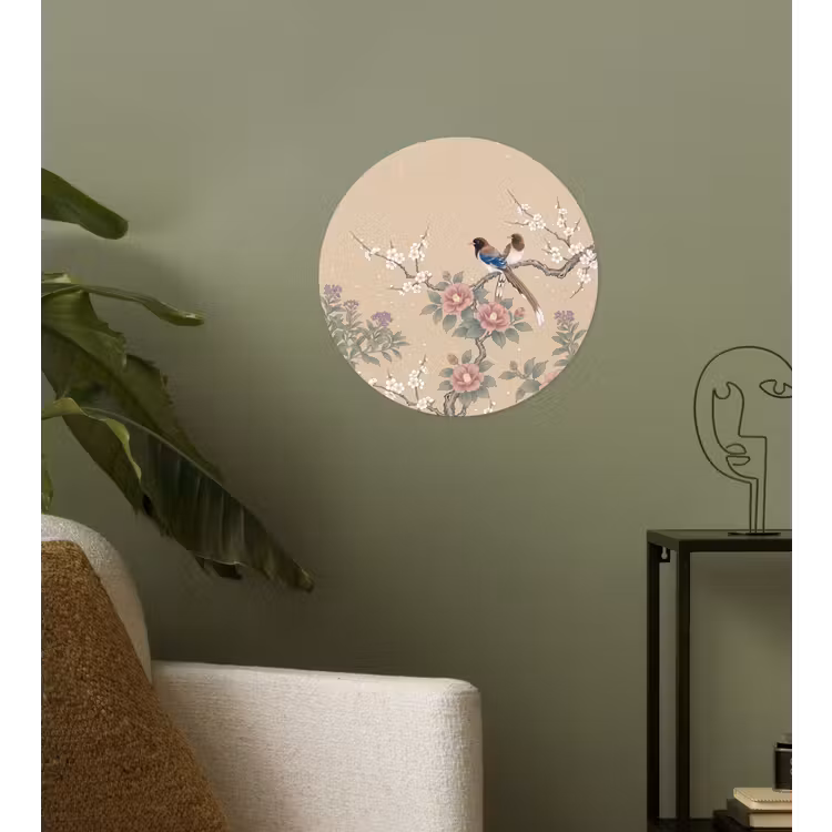 Bloemen - Vogels - Bloemen Wandcirkel behangsticker klein -sfeer2