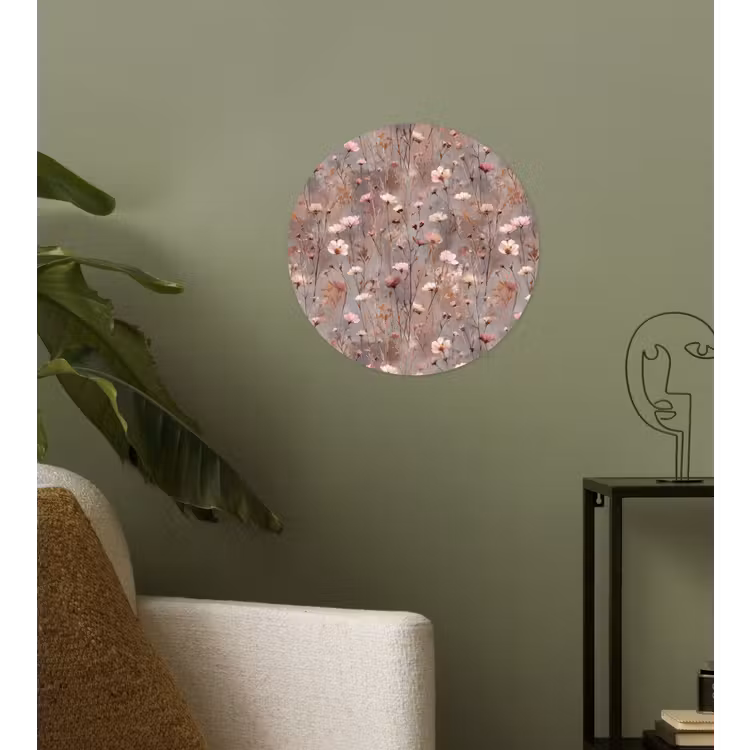 Bloemen - Wild - Pastel Wandcirkel behangsticker klein 186 -sfeer2