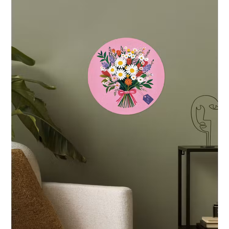 Bloemen - Quote - Kaartje - Kleurrijk Wandcirkel behangsticker klein -sfeer2