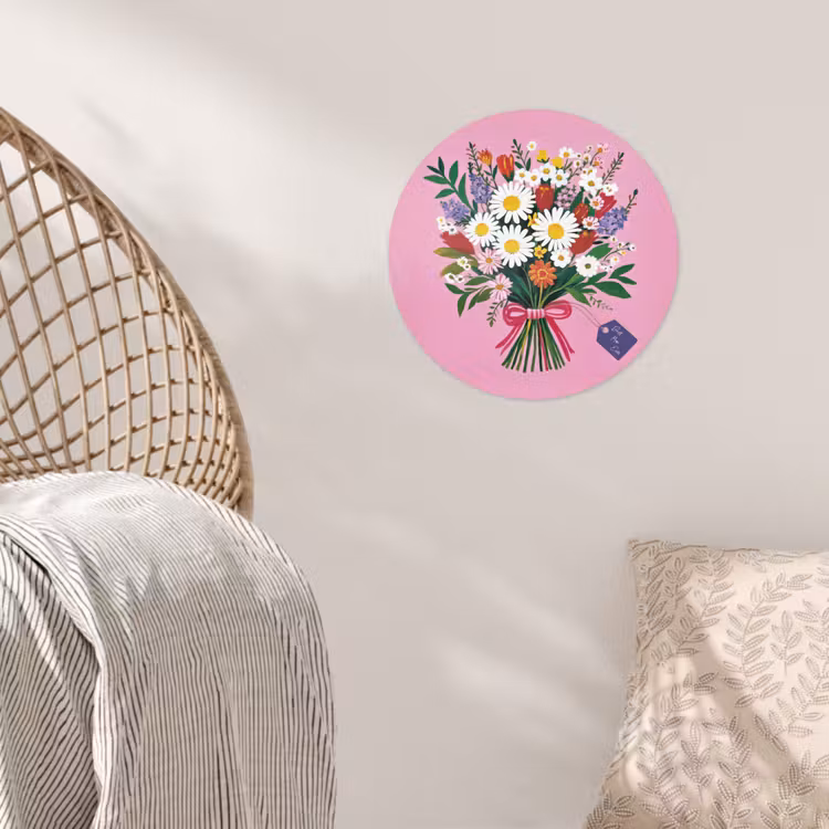 Bloemen - Quote - Kaartje - Kleurrijk Wandcirkel behangsticker klein -sfeer4