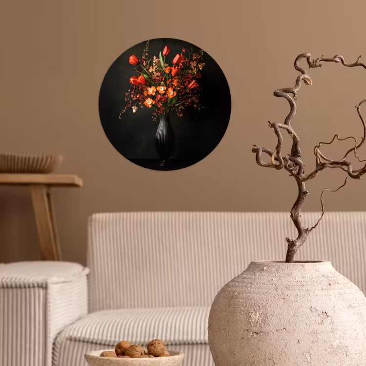 Bloemen - Takken - Boeket Wandcirkel behangsticker klein -sfeer1