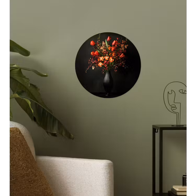 Bloemen - Takken - Boeket Wandcirkel behangsticker klein -sfeer2