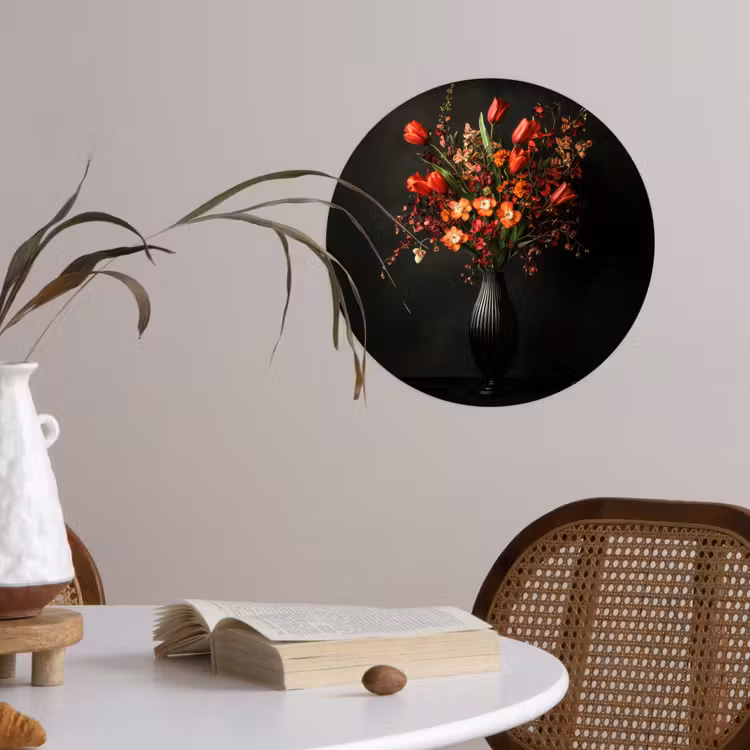 Bloemen - Takken - Boeket Wandcirkel behangsticker klein -sfeer3