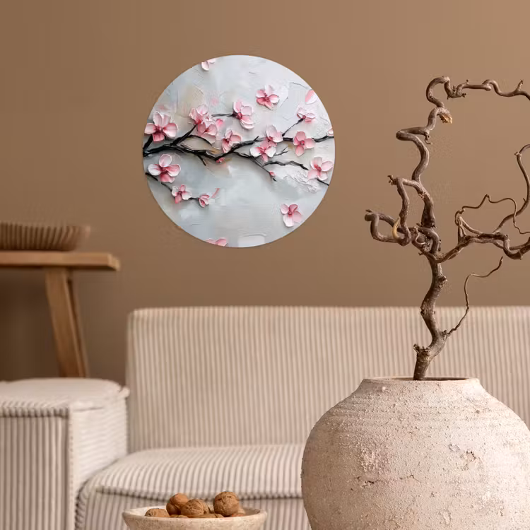 Bloesem - Kunstzinnig - Roze - Sakura Wandcirkel behangsticker klein -sfeer1