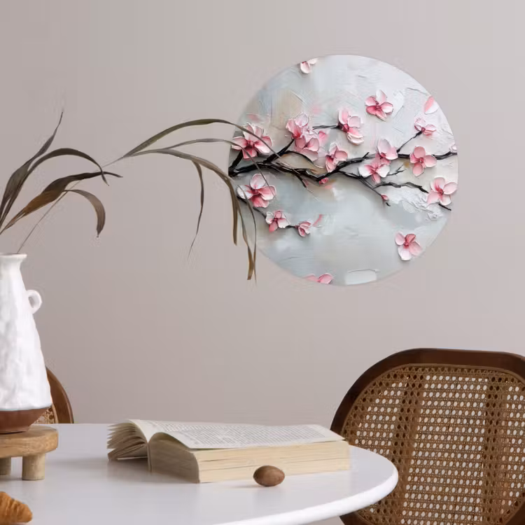 Bloesem - Kunstzinnig - Roze - Sakura Wandcirkel behangsticker klein -sfeer3