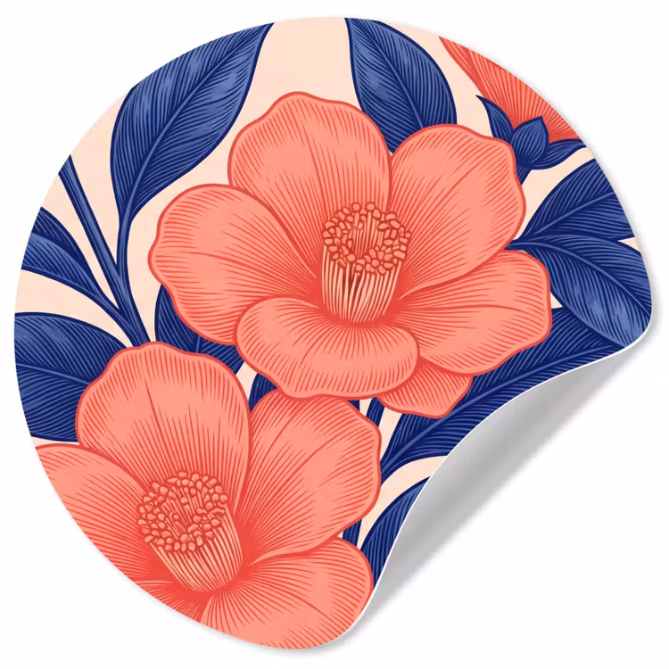 Runde Tapete - Blüten – Blätter – Botanik - Bloemen - Bladeren - Botanisch Wandcirkel behangsticker klein