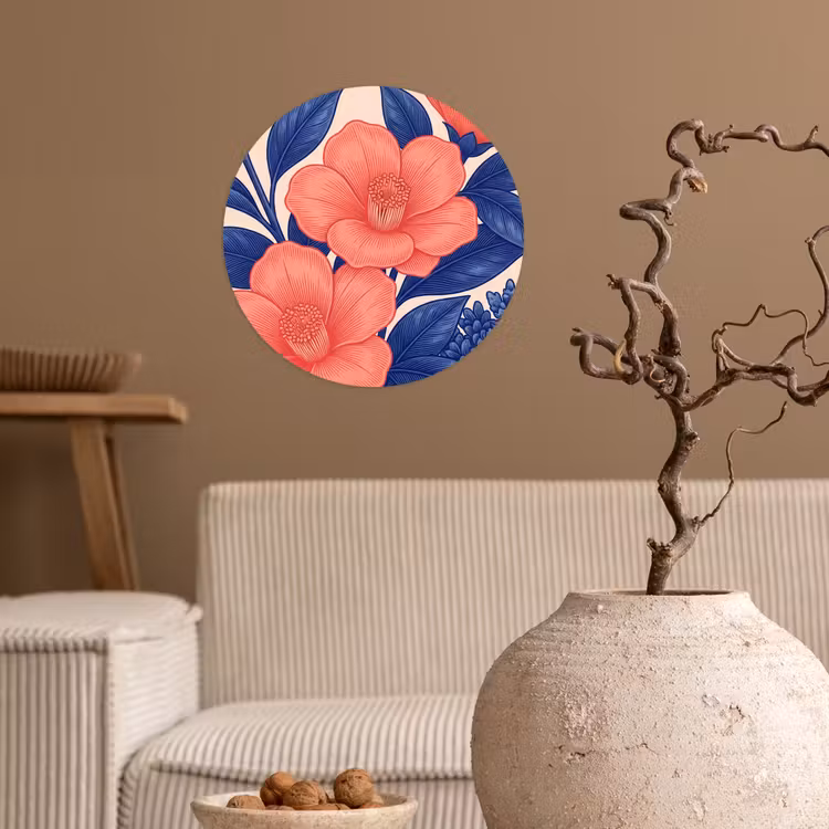 Runde Tapete - Blüten – Blätter – Botanik - Bloemen - Bladeren - Botanisch Wandcirkel behangsticker klein