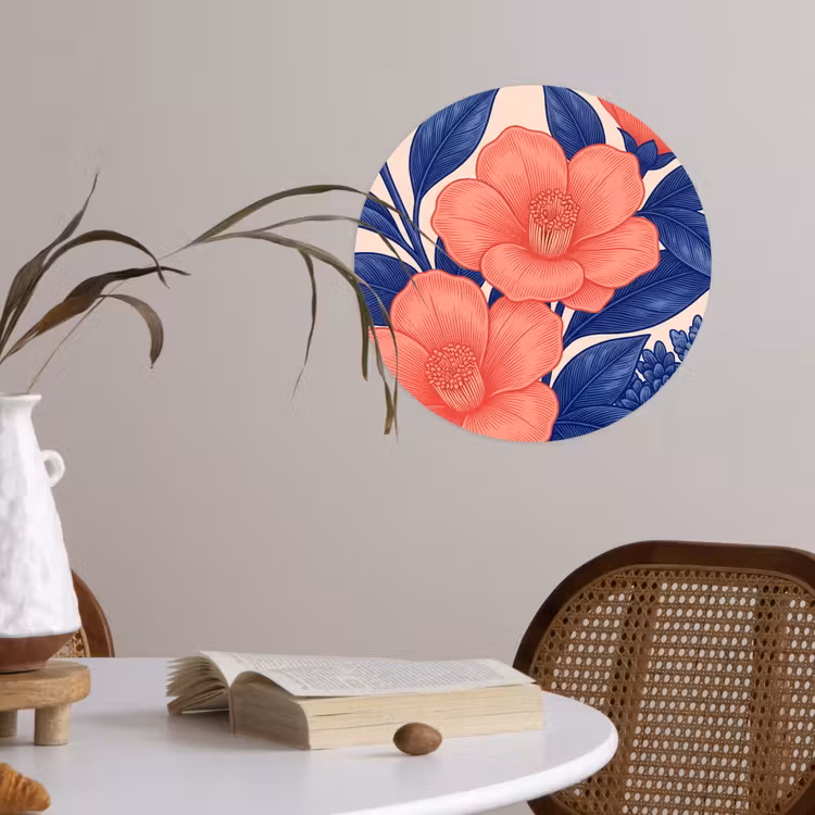 Runde Tapete - Blüten – Blätter – Botanik - Bloemen - Bladeren - Botanisch Wandcirkel behangsticker klein