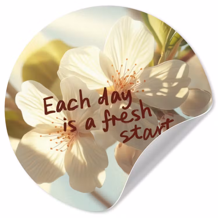Bloesems - Zonlicht - Quote - Wit Wandcirkel behangsticker klein -3d