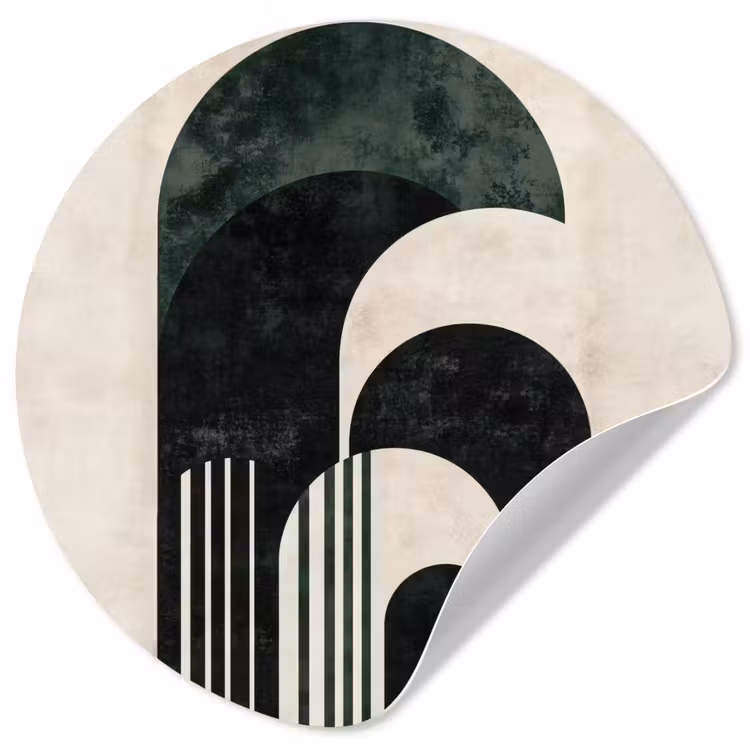 Bogen - Donkergroen - Lijnen Wandcirkel behangsticker klein -3d
