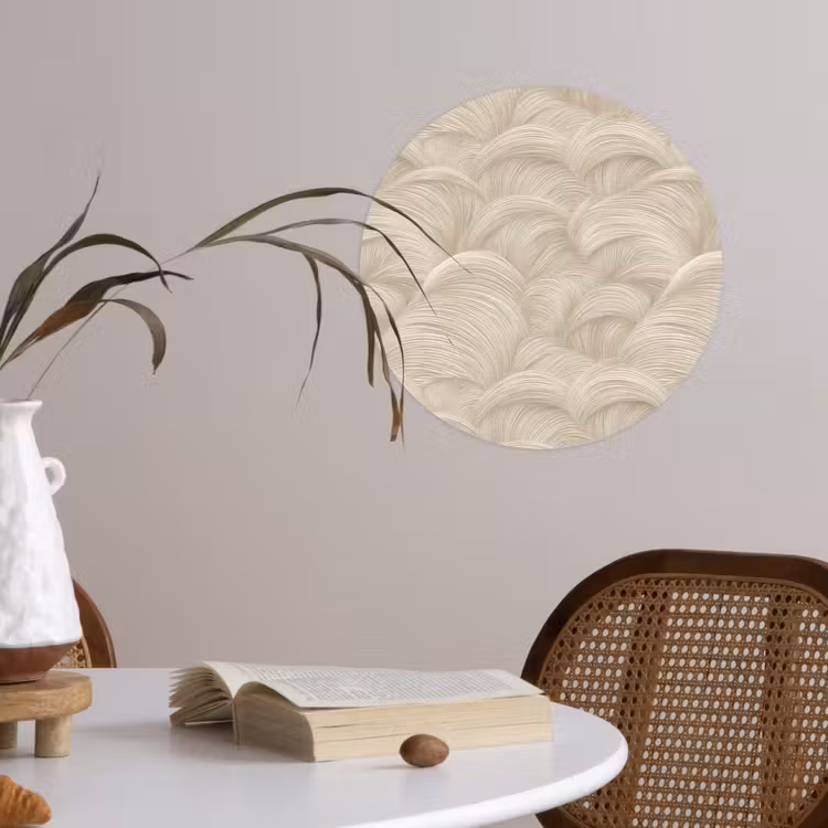 Bogen - Patroon - Beige Wandcirkel behangsticker klein 186 -sfeer3