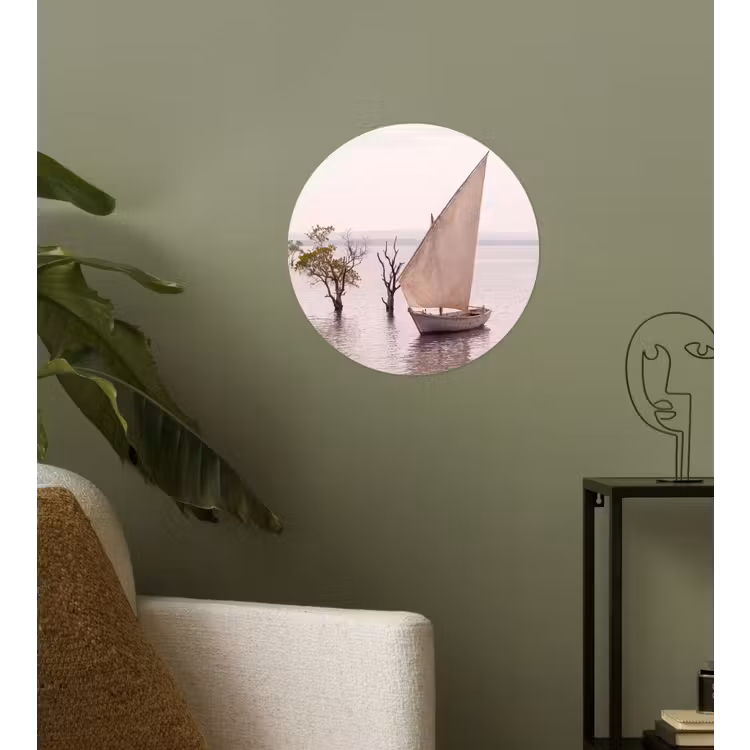 Boot - Zeil - Water - Tropisch - Natuur Wandcirkel behangsticker klein -sfeer2