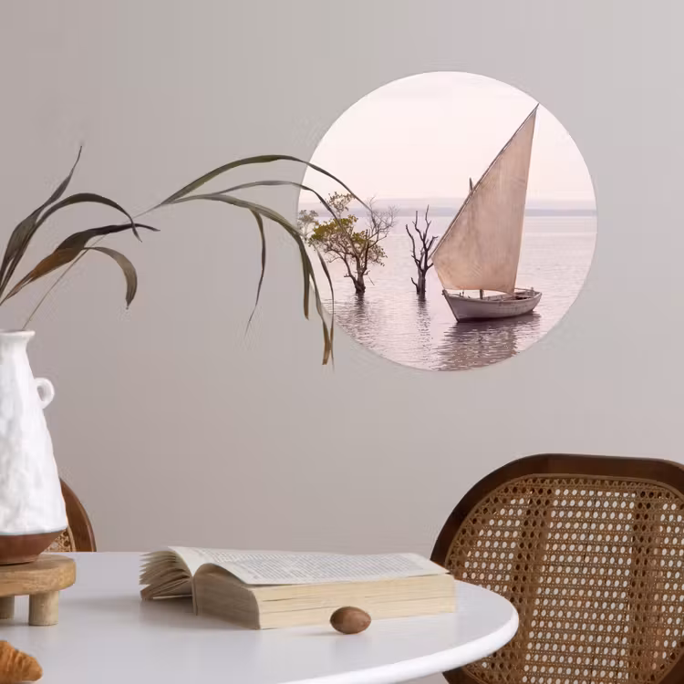Boot - Zeil - Water - Tropisch - Natuur Wandcirkel behangsticker klein -sfeer3