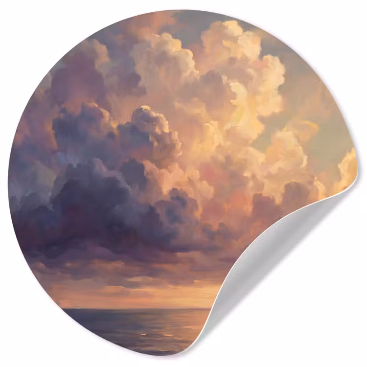 Boot - Zonsondergang - Zee - Natuur - Goud Wandcirkel behangsticker klein -3d