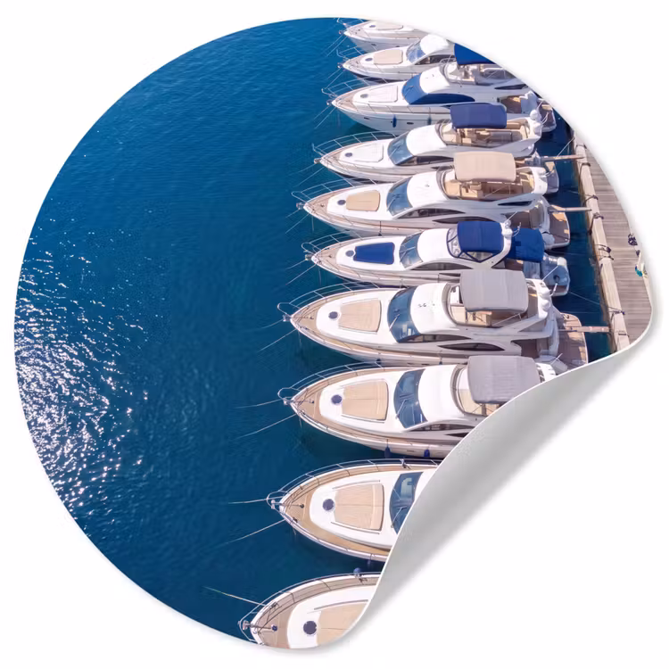 Boot - Jachthaven - Water - Zomer - Blauw Wandcirkel behangsticker klein -3d