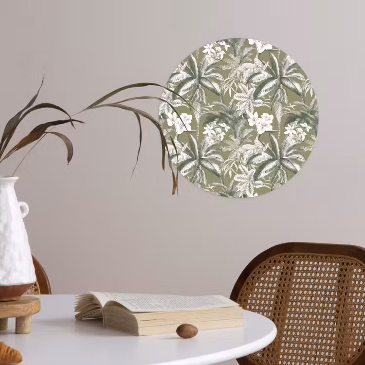 Botanisch - Bloemen - Groen Wandcirkel behangsticker klein 186 -sfeer3