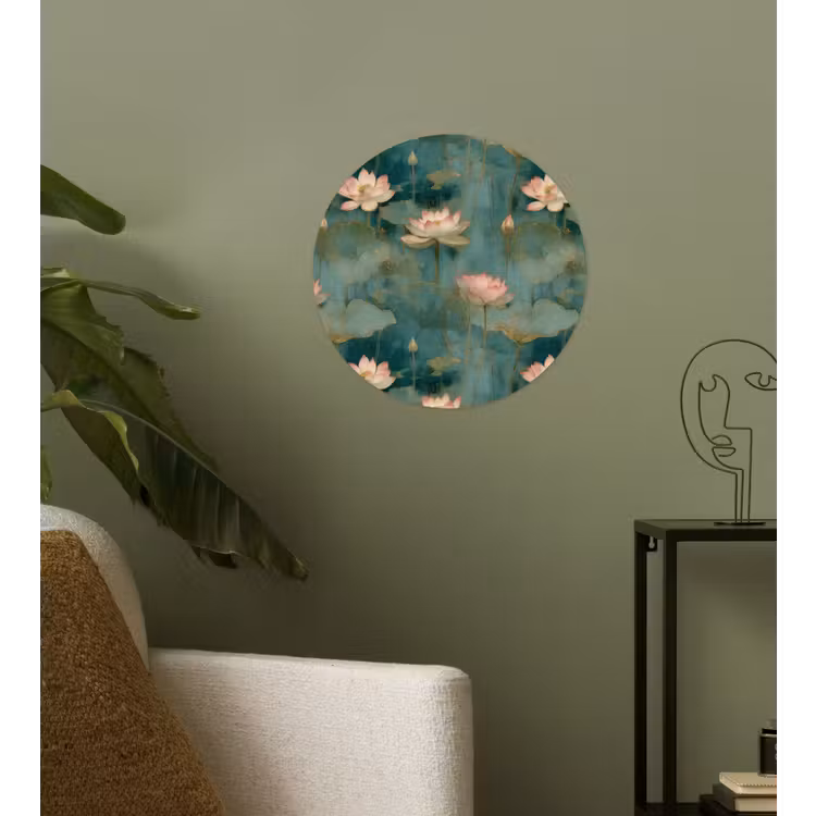 Botanisch - Bloemen - Roze Wandcirkel behangsticker klein 186 -sfeer2