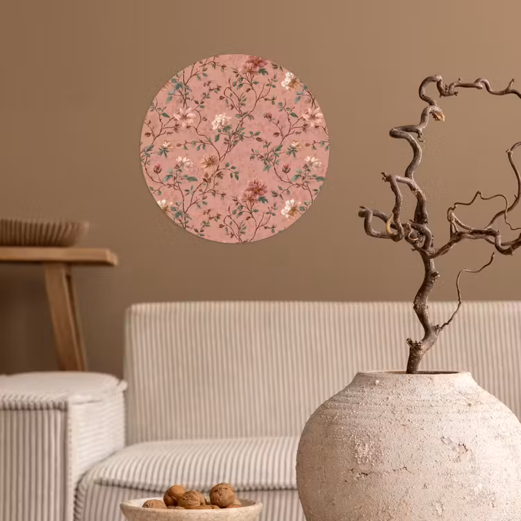 Botanisch - Bloemen - Roze Wandcirkel behangsticker klein 186 -sfeer1