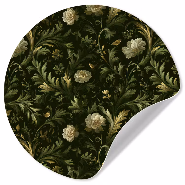 Botanisch - Naadloos - Bloemen Wandcirkel behangsticker klein 186 -3d