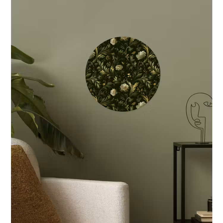 Botanisch - Naadloos - Bloemen Wandcirkel behangsticker klein 186 -sfeer2