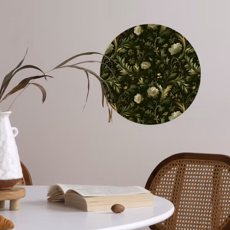 Botanisch - Naadloos - Bloemen Wandcirkel behangsticker klein 186 -sfeer3