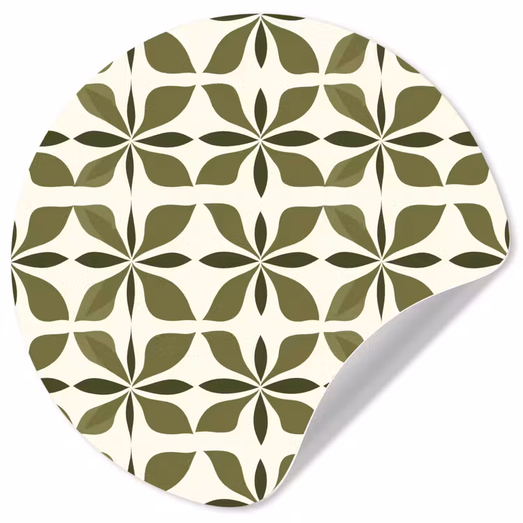 Botanisch - Retro - Groen Wandcirkel behangsticker klein 186 -3d