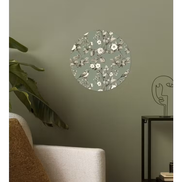 Botanisch - Vogels - Groen Wandcirkel behangsticker klein 186 -sfeer2