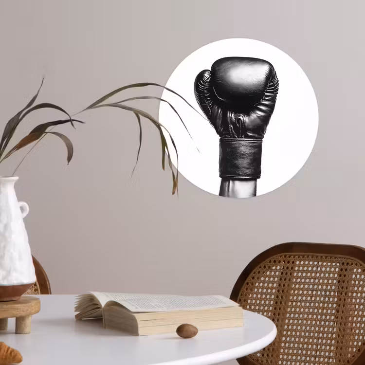 Bokshandschoen - Zwart - Hand Wandcirkel behangsticker klein -sfeer3