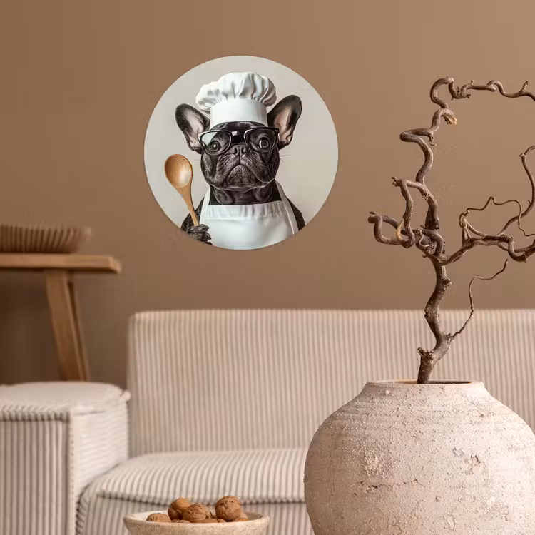 Bril - Hond - Kok Wandcirkel behangsticker klein -sfeer1