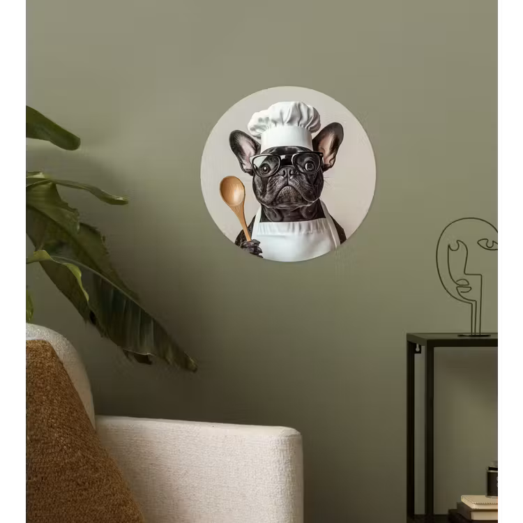 Bril - Hond - Kok Wandcirkel behangsticker klein -sfeer2
