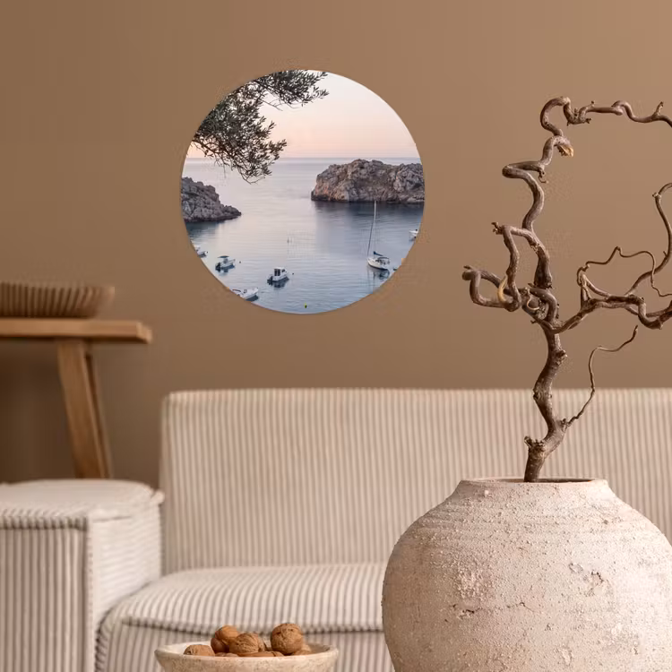 Runde Tapete - Bucht – Boote – Sonnenuntergang - Baai - boten - zonsondergang Wandcirkel behangsticker klein