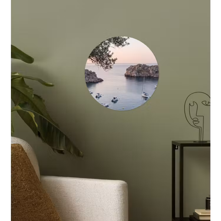 Runde Tapete - Bucht – Boote – Sonnenuntergang - Baai - boten - zonsondergang Wandcirkel behangsticker klein