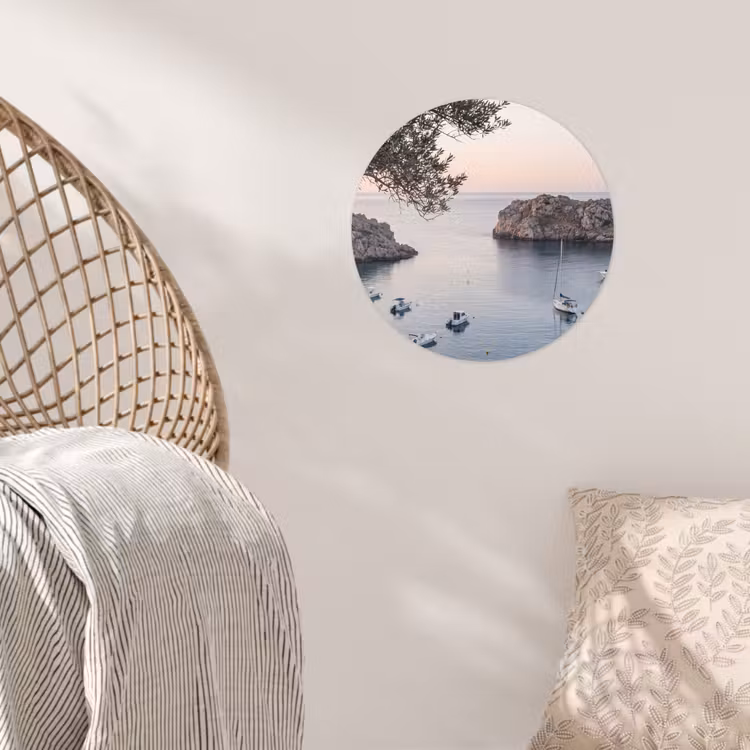 Runde Tapete - Bucht – Boote – Sonnenuntergang - Baai - boten - zonsondergang Wandcirkel behangsticker klein