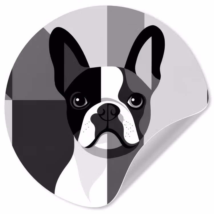 Buldog - Zwart - Abstract - Vlakken Wandcirkel behangsticker klein -3d