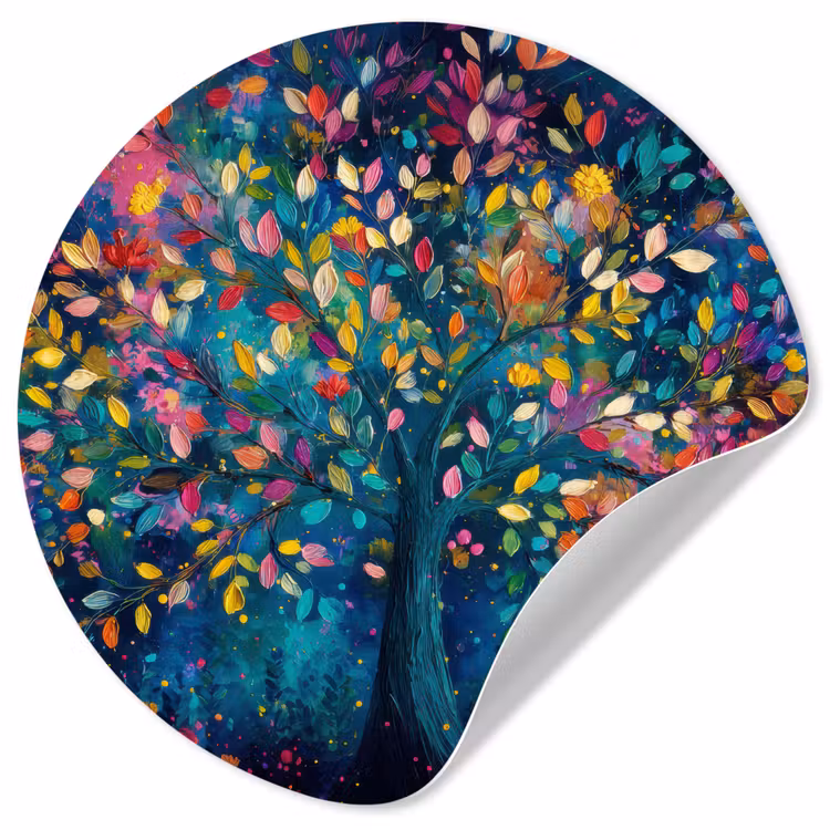 Kleurrijk - Boom - Magisch - Abstract Wandcirkel behangsticker klein -3d