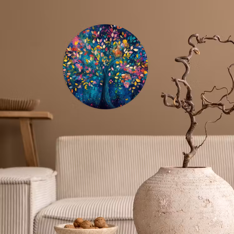 Kleurrijk - Boom - Magisch - Abstract Wandcirkel behangsticker klein -sfeer1