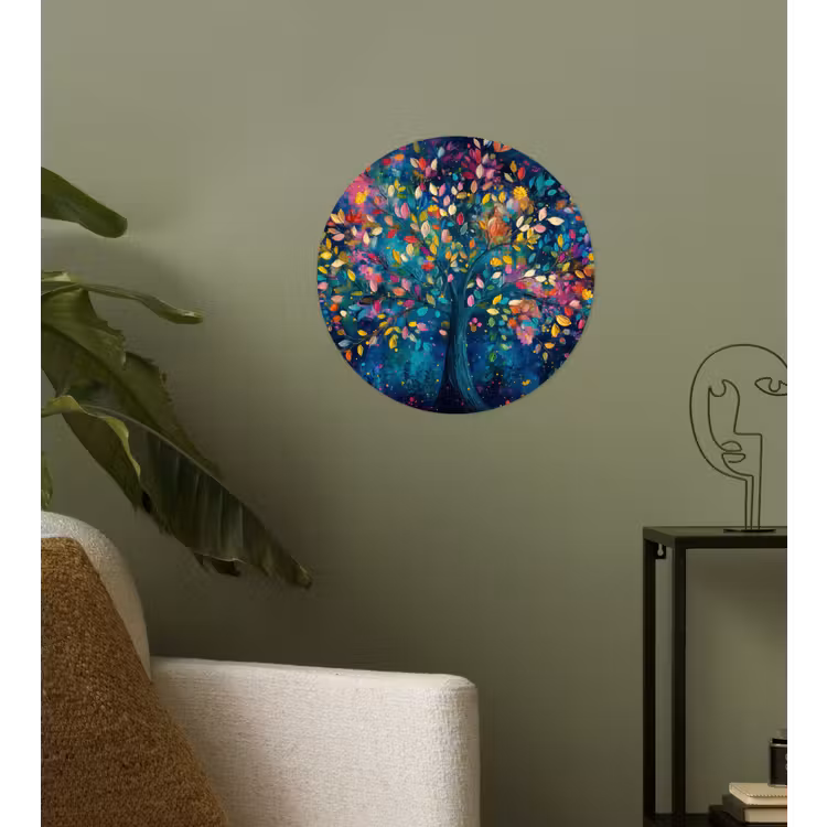 Kleurrijk - Boom - Magisch - Abstract Wandcirkel behangsticker klein -sfeer2