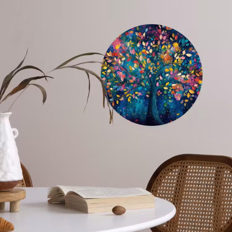Kleurrijk - Boom - Magisch - Abstract Wandcirkel behangsticker klein -sfeer3