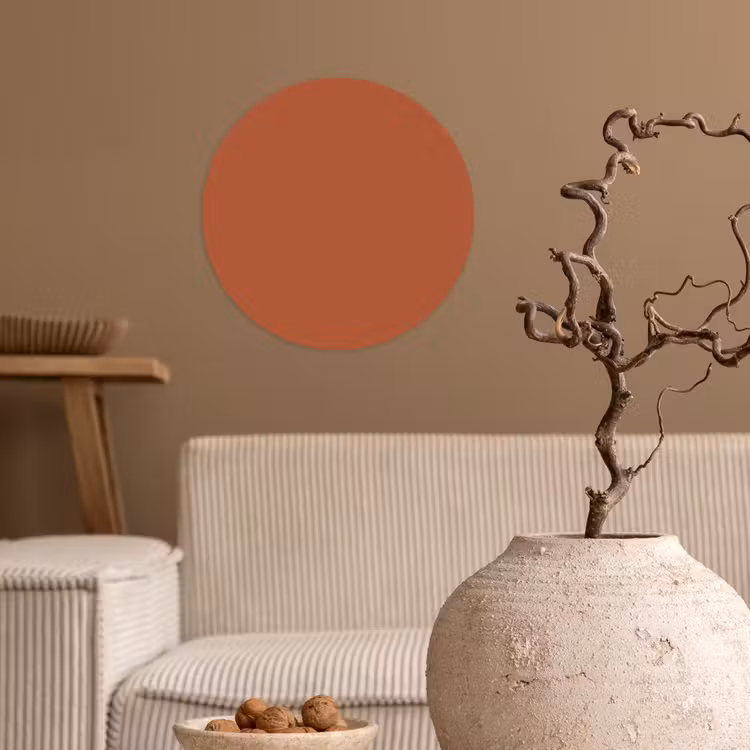 Burnt - Sienna - Oranje Wandcirkel behangsticker klein 186 -sfeer1