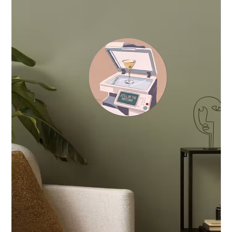 Kantoor - Drank - Humor - Illustratie Wandcirkel behangsticker klein -sfeer2