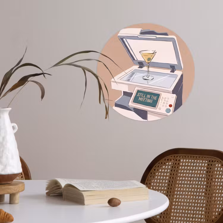 Kantoor - Drank - Humor - Illustratie Wandcirkel behangsticker klein -sfeer3