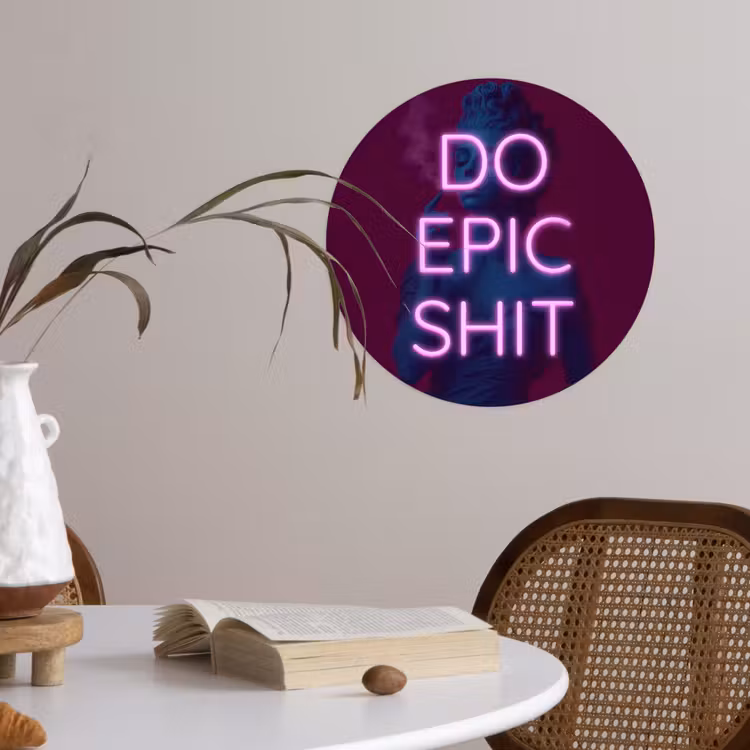 Buste - Neon - LED - Letters Wandcirkel behangsticker klein -sfeer3