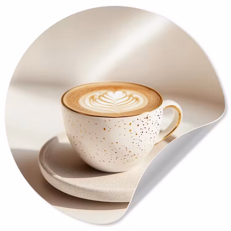 Cappuccino - Schuim - Schotel - Beige Wandcirkel behangsticker klein -3d