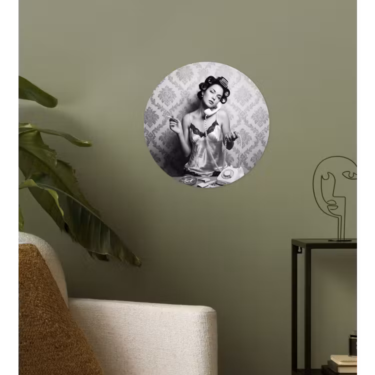 Chic - Vrouw - Zwart - Wit Wandcirkel behangsticker klein -sfeer2